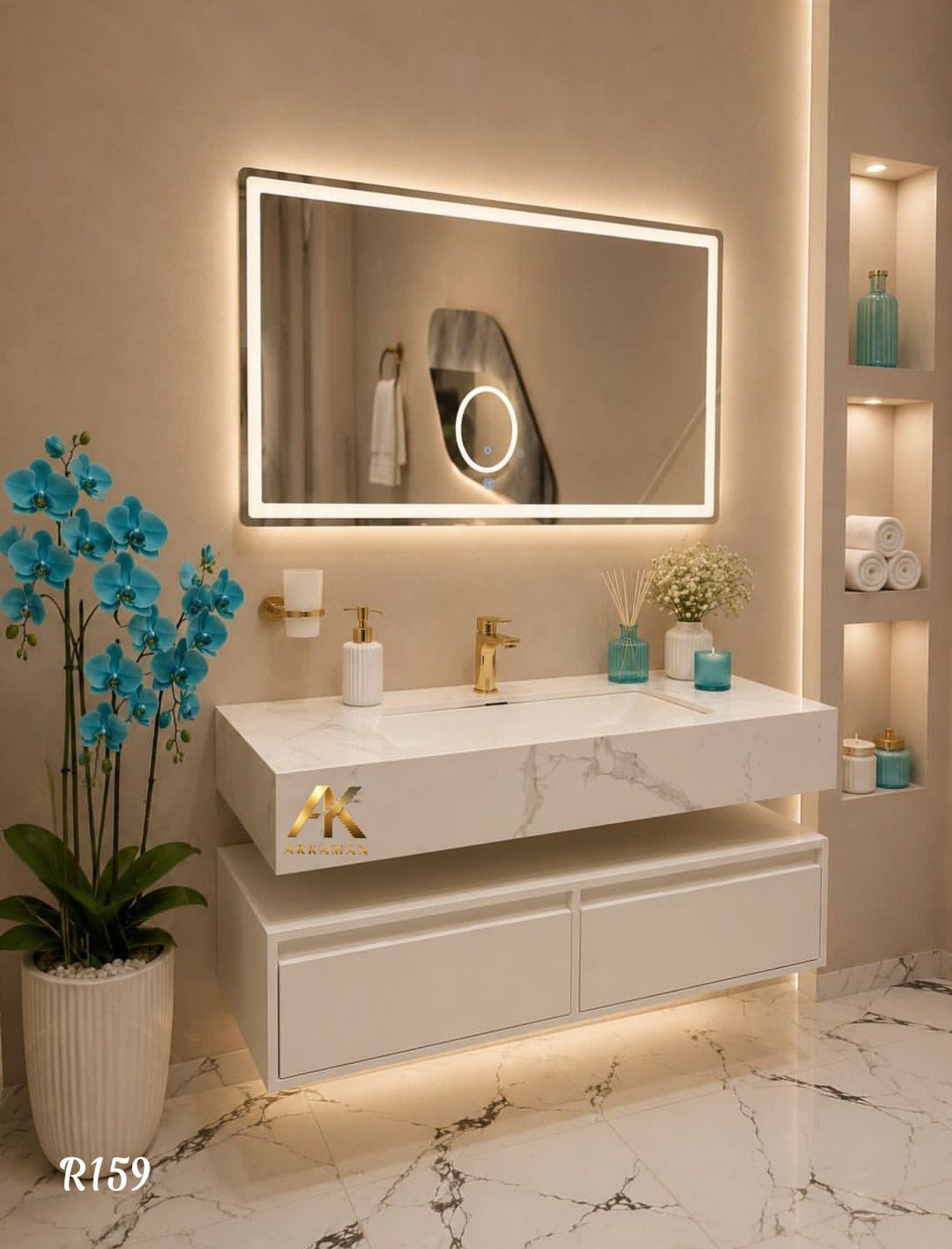 روشویی کابینتی سفید   آرکامن مدل- R159
