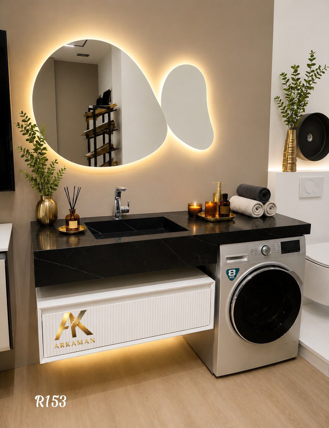 روشویی کابینتی با جای لباسشویی آرکامن مدل- R153