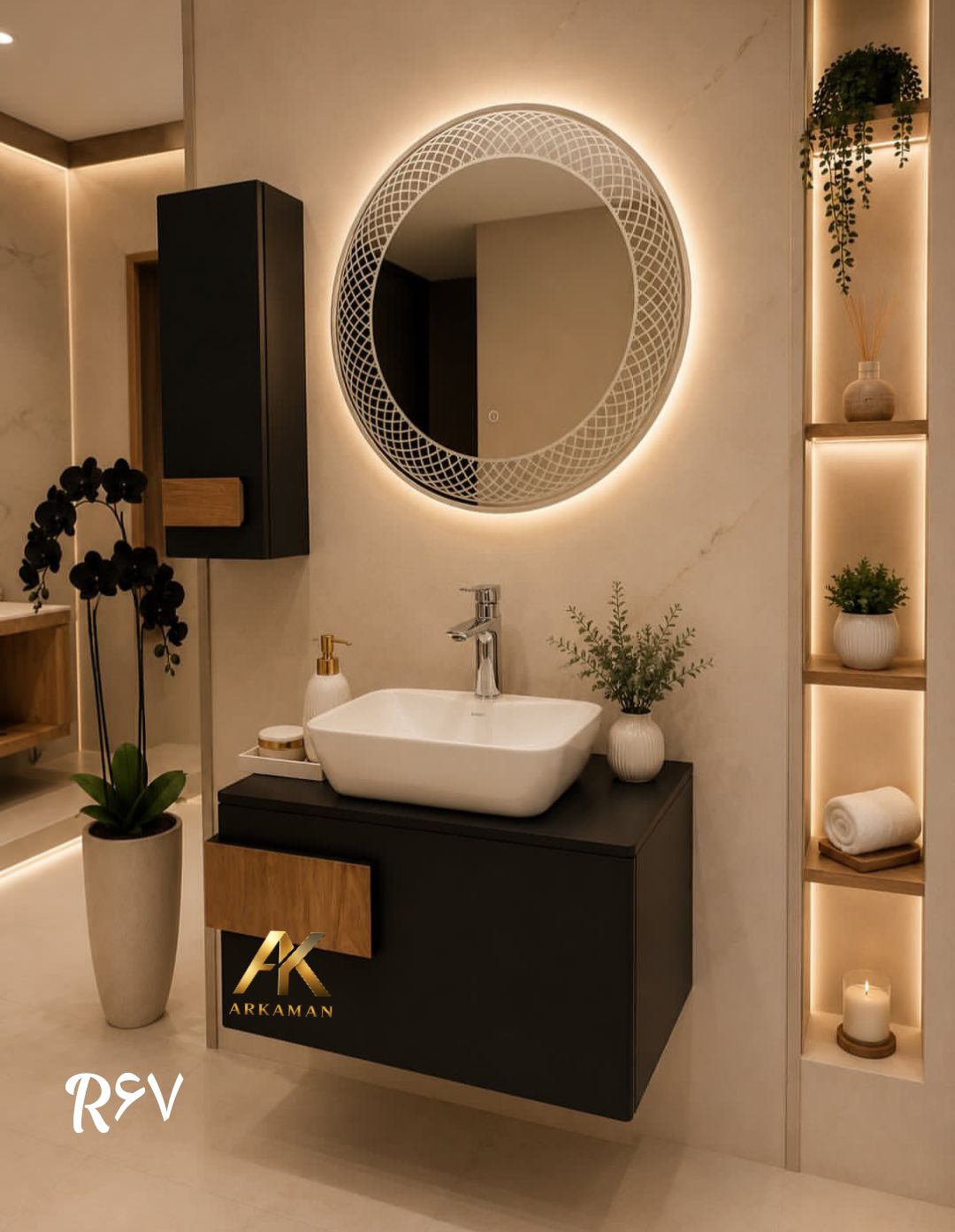 روشویی کابینتی دیواری PVC  کاسه روکار  مدل مدرن آرکامن- R67