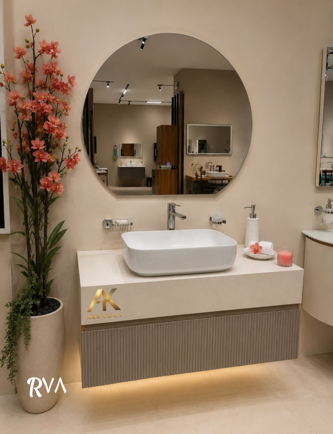 کابینت روشویی سرامیکی طوسی آرکامن- R78